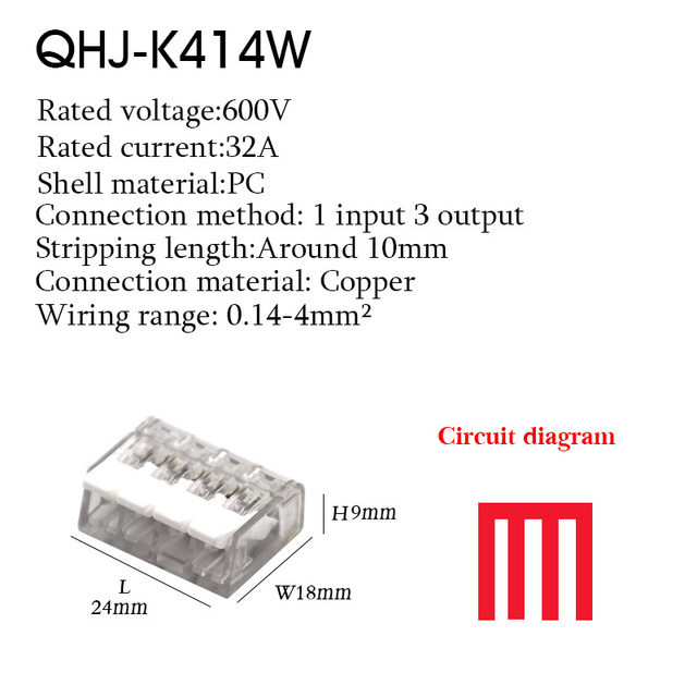 Wire Connector Small Quick Universal Compact Connector Spring Wire Cable Electrical Connectors Push In Terminal Block 412-415