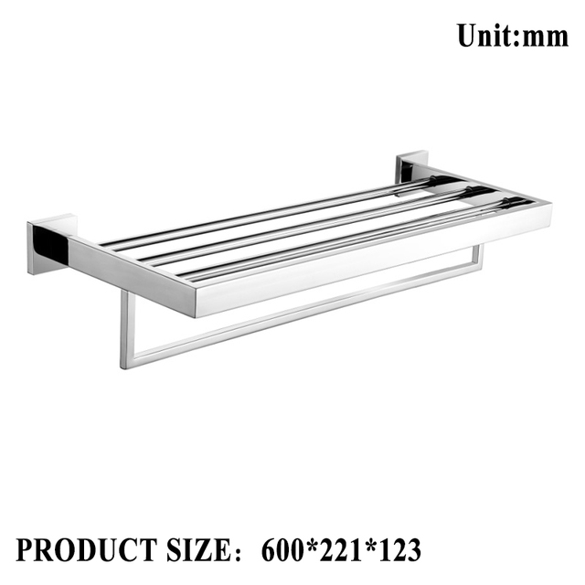 Chrome Polished Double Towel Bars Bathroom Towel Hanger Stainless Steel Bathroom Accessories Soap Dish Toilet Brush Holder