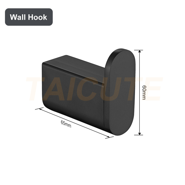 TAICUTE Black Bathroom Accessories Hardware Sets Premium Steel Towel Rack Bar Hook Paper Roll Holder Toilet Brush