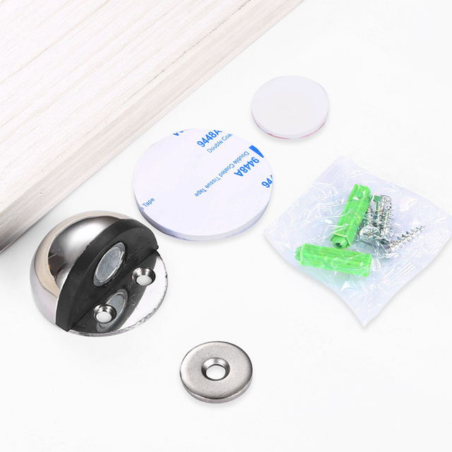 NAIERDI Stainless Steel Rubber Magnetic Door Stopper Non Punching Sticker Hidden Door Holders Floor Mounted Nail-Free Door Stops