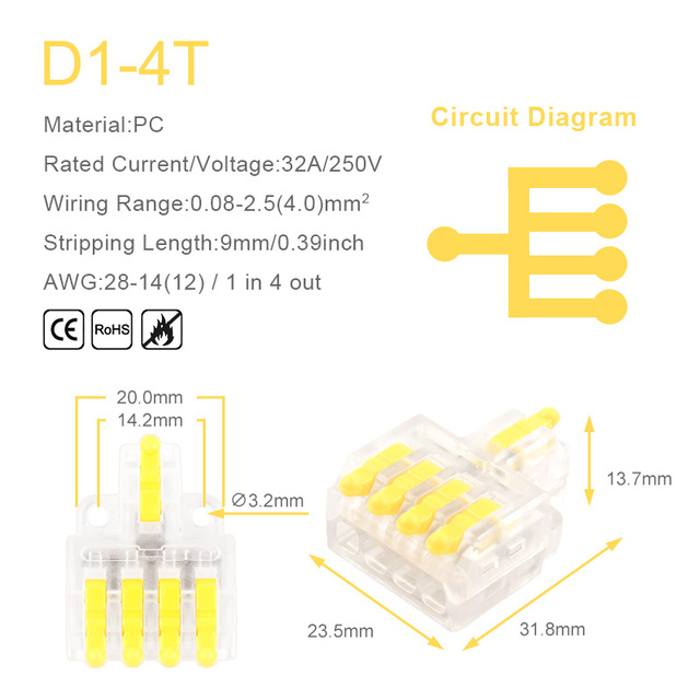 25/50/100pcs Transparent Can Fixed Wire Splitter Universal Compact Connector Terminal Block Cable Fast Splicing Wiring Connector