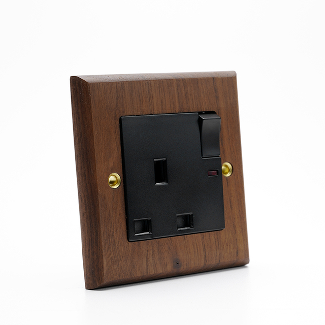 DepoGuye high quality retro American light switch socket, pure wood copper toggle switch panel, home and bed wall light switch