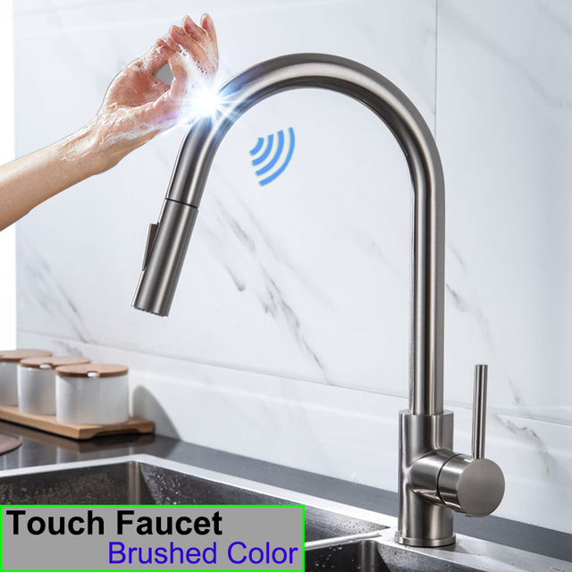 Smart Touch Filter Kitchen Mixer Tap Quality Brass Hot Cold Gold Kitchen Mixer Faucets Sensor Touch Pull Out Faucet Kitchen Tap