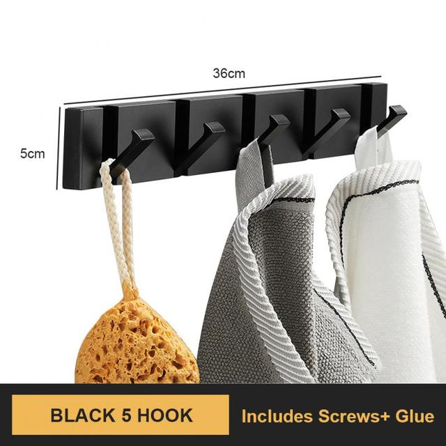 Black Golden Robe Hooks Folding Towel Hanger Aluminum Multifunctional Hook Wall Hooks Coat Clothes Holder for Kitchen Bathroom