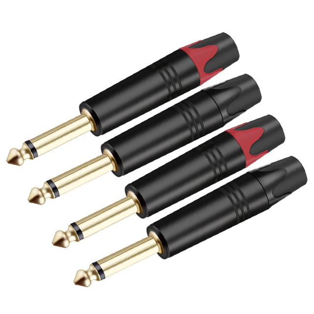 10pcs/lot Mono/Stereo Jack 6.35mm Male Plug Wire Connector Guitar Microphone MIC 6.3mm Plug Audio Connector Factory Wholesale