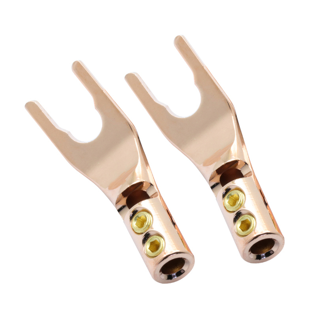 10pcs "U" "Y" Banana Plug Connector Copper Nickel Plated Gold Spade Speaker Mosaic Plug Audio Screw Fork Connectors Adapter