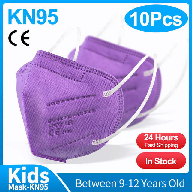 10-50pcs KN95 Mask N95MASK ffp2mask 9-12 years for children ffp2 mascarillas fpp2 niños homologadas negras masques organization ffpp2