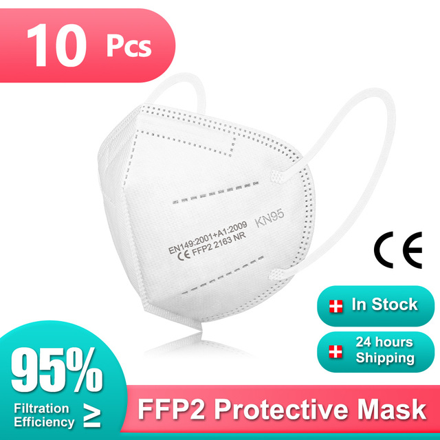 10-200pcs KN95 Maske KN95 Mascarilla FPP2 homology ada White Face Mask Black Filter KN95FFP2 Protective Mask Mouth Masks ffp2fan