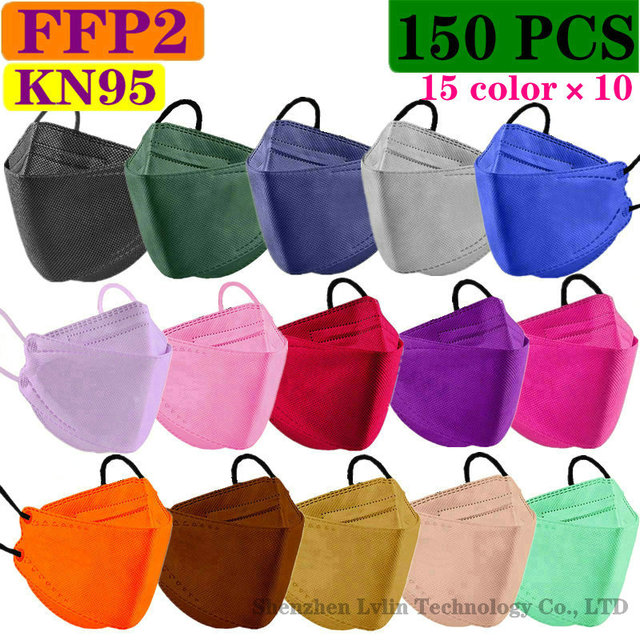 CE KN95 80 Colors Adult FFP2 Mask Black Mascarillas Mask Certified Health Protection Wholesale Fish Face Mask Respirator Filter FPP2