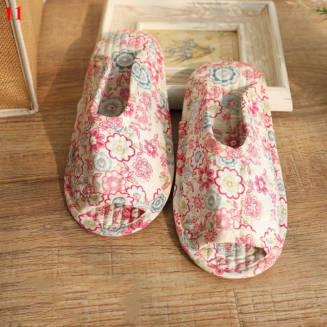 Small floral slippers pastoral fabric soft-soled household cotton slippers warm breathable non-slip light beautiful cotton slippers