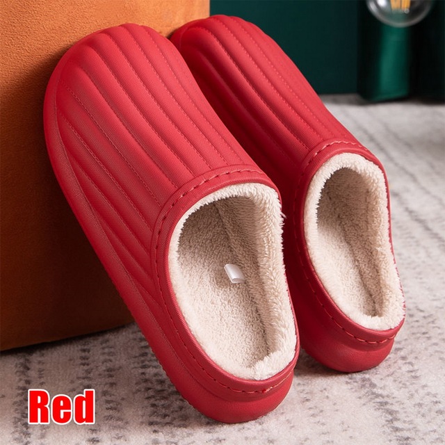 Hot Waterproof Non-slip Home Slippers Men Winter Warm Women Indoor Non-slip Ladies Soft Slippers Memory Foam Couples Shoes