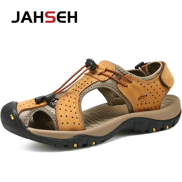 Size 38~48 New Sandals Genuine Leather Gladiator Sandals Brand Outdoor Beach Shoes For Men Summer Leather Casual Shoes Sneakers