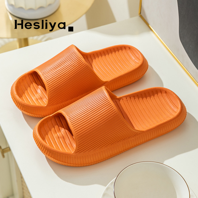 Thick Platform Slippers Cloud Slippers Non-slip EVA Soft Waterproof Cloud Sandals Silent Damping Bathroom Indoor Shoes For Women