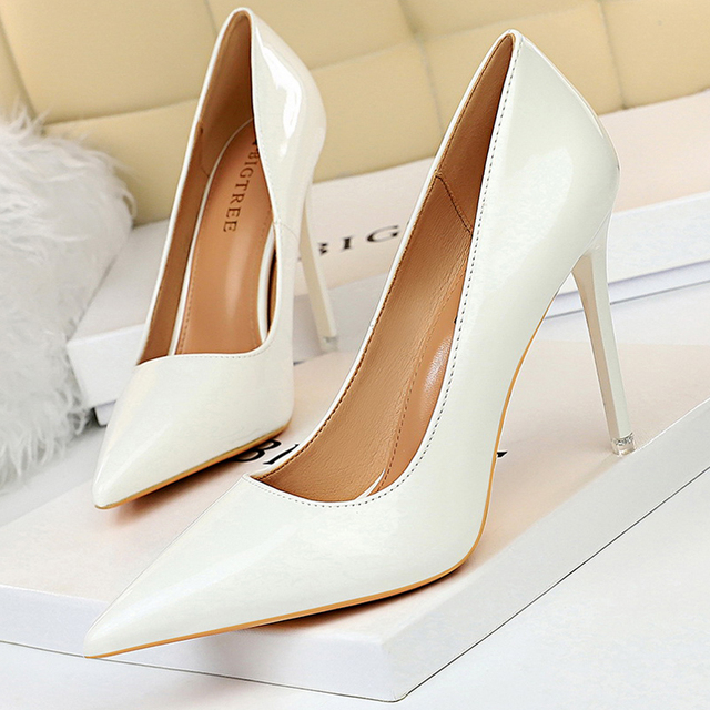 BIGTREE Shoes Woman Pumps Patent Leather High Heels Shoes Women Basic Pump Wedding Shoes Female Stiletto High Heels Women Shoes Plus Size 43