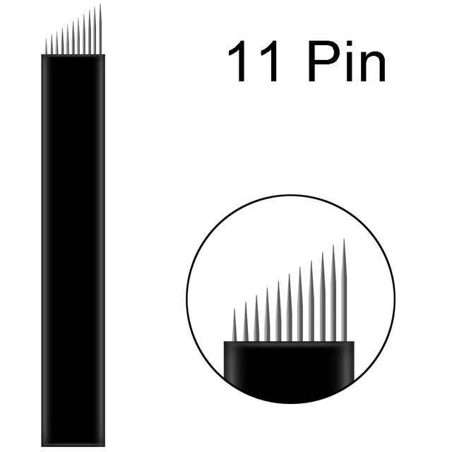 100pcs Black Lamina Microblading Needles 0.18mm U Shape 18 Pins Blades 12 14 16 21 Pin Tattoo Needles For Permanent Makeup Pen