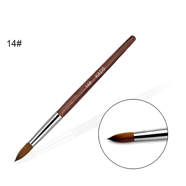 1pc Kolinsky Sable Acrylic Brush UV Gel Carving Brush Pen Liquid Powder DIY Nail Drawing Flat Round Red Wood Nail Art Brush