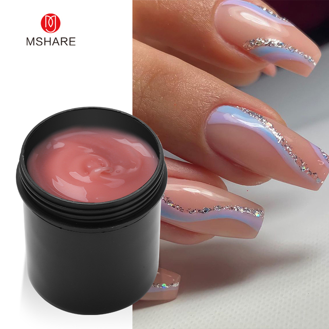 MSHARE Gel Builder Gel Nail Extension Gel 150ml Cream Medium Soft Cover Shade Pink White Fast Extension UV Nail Hard Gel