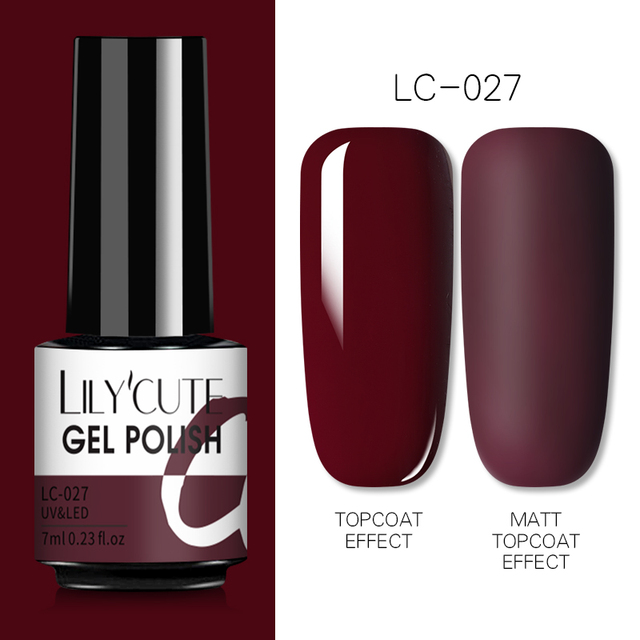 LILYCUTE 7ml UV Nail Gel Polish Autumn Winter Color Semi Permanent Matte Top Coat Necessary Soak Off UV LED Nail Art Gel Varnish