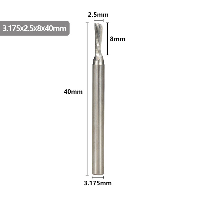 XCAN - Single Carbide Cutting Machine, 3.175mm (1/8"), CNC Router, 1-3.175mm Diameter, for Aluminum Cutting