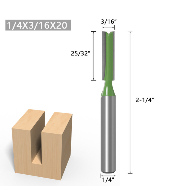 1-7pcs 1/4 inch single shank double flute straight bit milling cutter for wood 6mm tungsten carbide router bits wood tool set