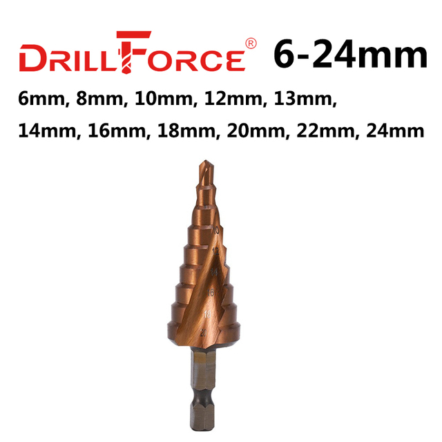 Drillforce M35 5% الكوبالت خطوة مثقاب الخشب HSSCO مخروط أداة معدنية ثقب القاطع 3-12/3-14/4-12/4-20/4-22/4-25/4-32/5-21/5-27/6-24 مللي متر