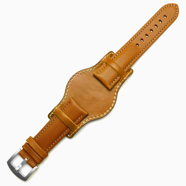 Genuine Leather Bracelet 18mm 20mm 21mm 22mm Watch Strap Man Watchband With Mat Wrist Band Handmade Leather Bracelet