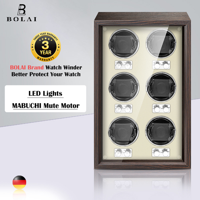 BOLAI luxury brand watch winder wood high-end 2 4 slot automatic watches box with Mabuchi motor watch cabinet watch storage box