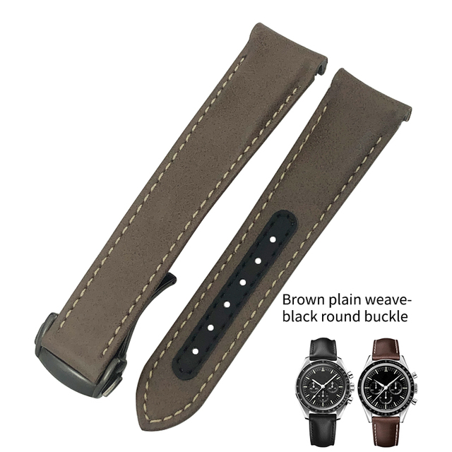 Curved End Real Cow Leather Watchband 20mm 19mm 21mm Fit For Omega Aqua Terra AT150 Seamaster Diver 300M Soft Watch Strap