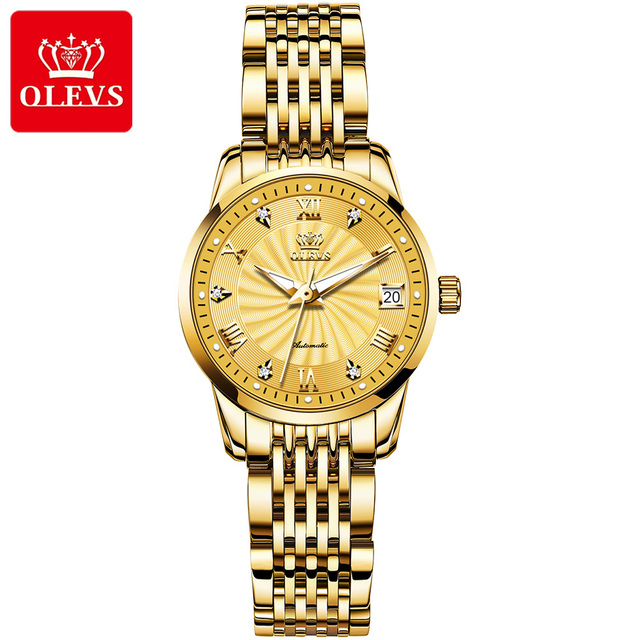 OLEVS Fashion Luxury Brand Automatic Mechanical Watch Lovers Watches Stainless Steel Waterproof Pair Ladies Watches relogio masculino