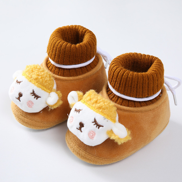 2022 New Winter Baby Shoes Infant Cotton Shoes Warm Shoes Plush Thick Medium High Tube Sock Baby Toddler Shoes Soft Shoes