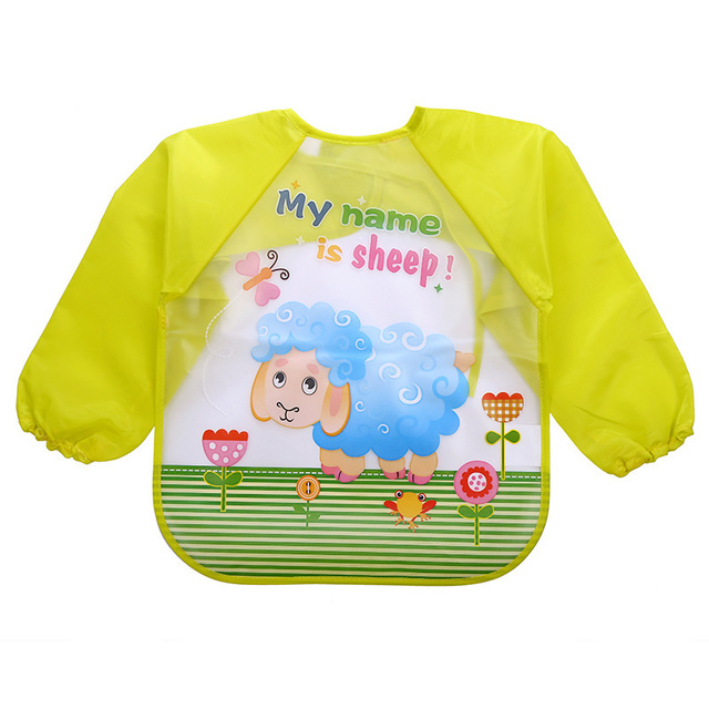 Baby Bandana Bibs Cute Cartoon Colorful Bibs Waterproof Infant Eating Children Sketch Long Sleeve Apron Baby Self Feeding Bib