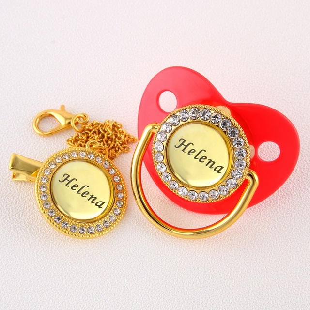 Premium BPA Free Baby Pacifier Personalized All Names Gold Buckle Baby Shower Gift 0-18 Months