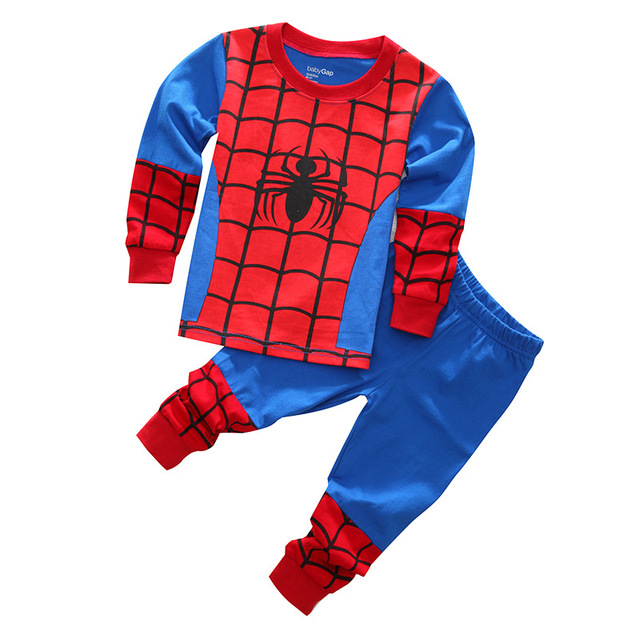 Autumn Children's Spider Set Kids Sleepers Boys Girls Super Hero Cartoon Long Sleeve Pajama Anna Elsa Sleepwear 2-7T Christmas Gift