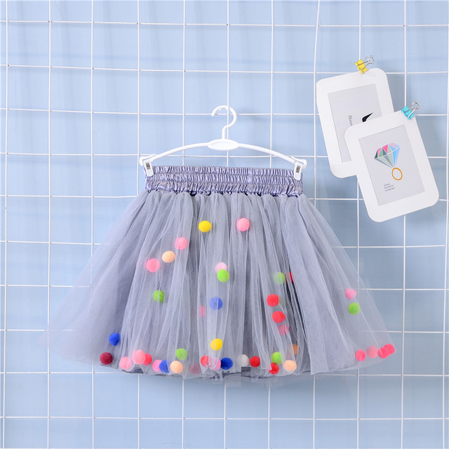 2022 New Arrival Infant Mulity Colorful Tulle Tutu Skirt Pom Pom Princess Mini Dress Children's Clothing Pettiskirt Girl Clothes