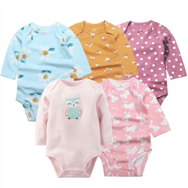 3/4/5pcs Baby Spring Autumn Outerwear Long Sleeve 100% Cotton Boys Girls Clothes Newborn 0-24 Months Clothes