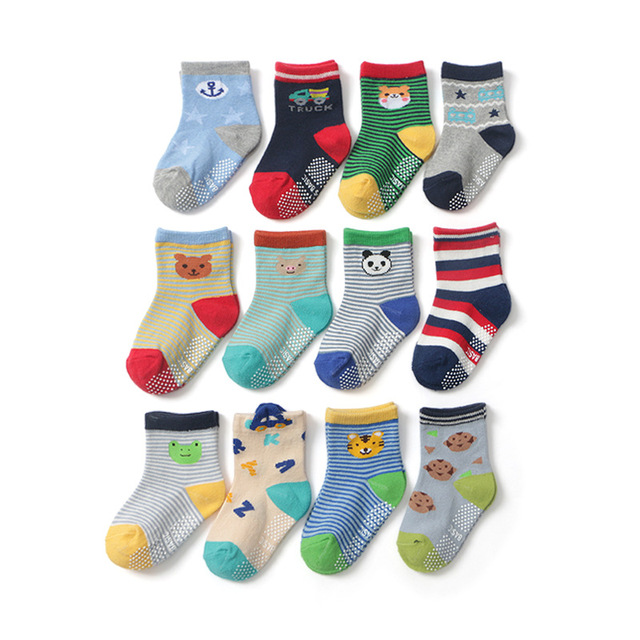 12 pairs/lot baby boys girls sock baby non-slip socks kids socks suit for 1-5 years