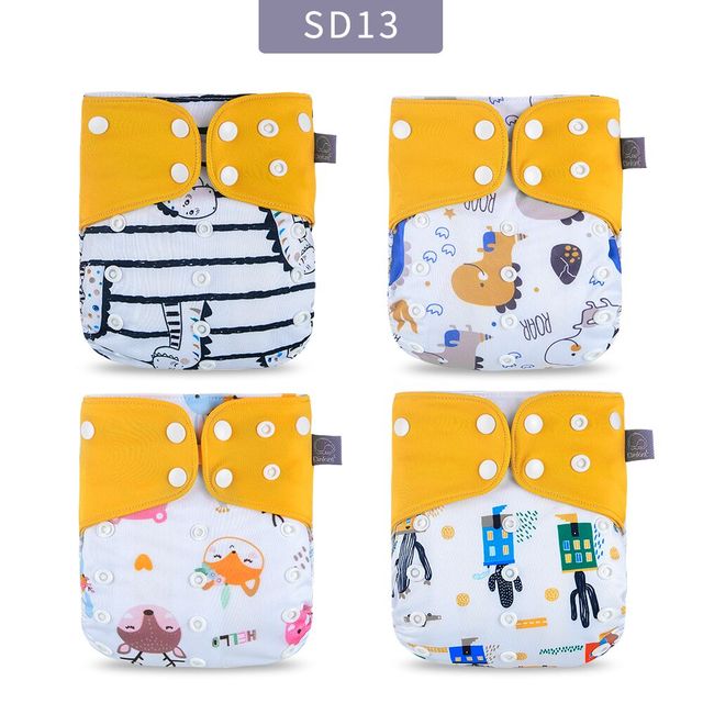 Elinfant 4pcs/set Gray Mesh Cloth Inner Pocket Cloth Diaper Adjustable Washable Cloth Diaper for 3-15kg Baby