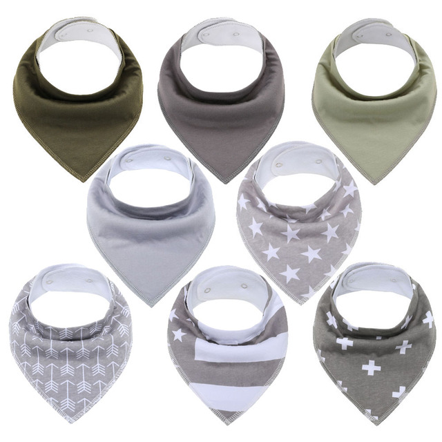 8pcs Baby Bibs Baby Saliva Bobble Bibs Unisex Bibs Set for Drooling and Teething 100% Organic Cotton Newborn Absorbent Soft Bibs