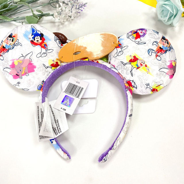 Original Disney Mickey Mouse Earphone Shanghai Disney Big Ears Bows Costume Headband Cosplay Plush Adult/Kids Headband Gift