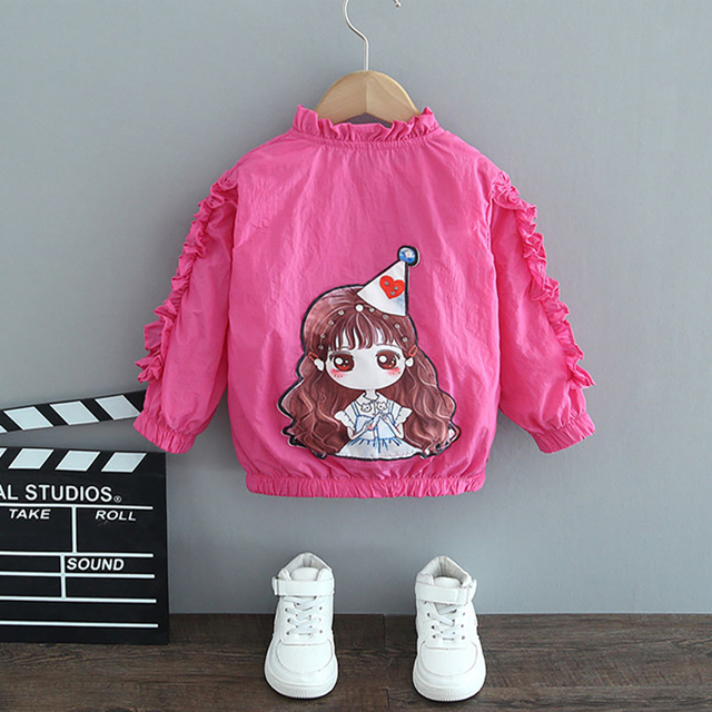 Girl Coat Spring Autumn Fashion Flower Bowknot Cartoon Floral Jacket Toddler Kids Children Sweet Coats Costume 2-12Y JYF