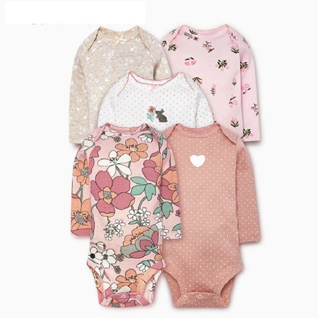 Long Sleeve Romper Cartoon Boy Girl Clothes Infant Clothes Set Newborn Costume Cotton 2022 Autumn Spring Rompers 5pcs