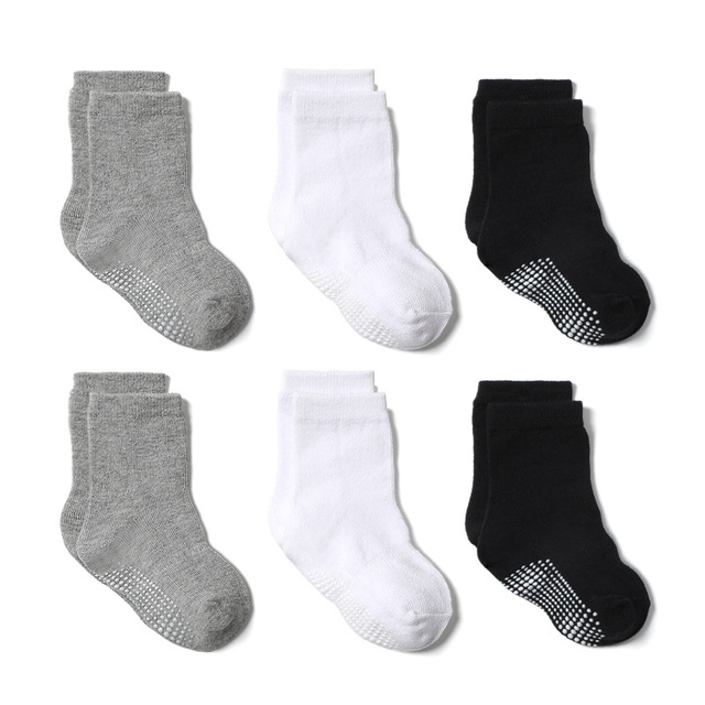 Boys and Girls 6 Pairs Socks 0-6 Years, Cotton, Kids, Non Slip, Short Cut, Elastic Grips, Four Seasons