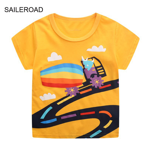 Seieroad Summer T-shirt Cotton Short Sleeve T-shirt Cartoon Dinosaur T-shirt Kids T-shirt Baby Girls Boys Kids Tops