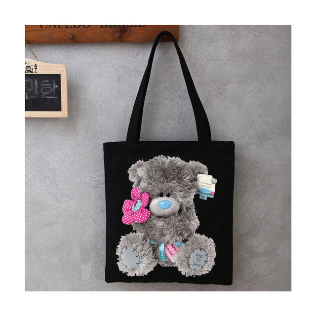 Women Cartoon Anime Bear Shopping Bag Shopper Foldable Reusable Canvas Handbag Harajuku Style Student Bag Canvas Tote Bag Newest