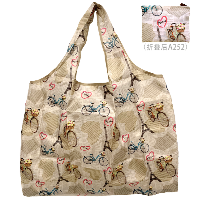 Oxford Foldable Large Shopping Bag Recycled Eco Friendly Ladies Shopping Bag Reusable Floral Fruit Vegetable Grocery Pocket