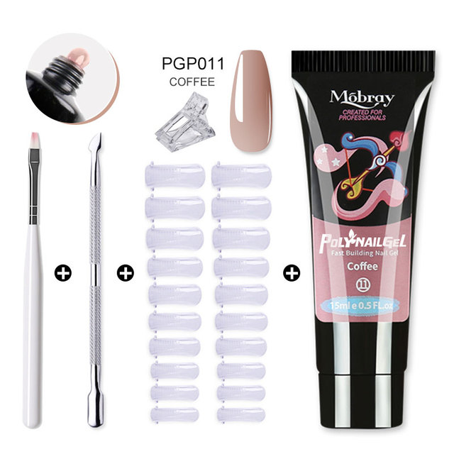 Mobray Poly Nail Gel Set All For Quick Extension Nail Manicure Set Gel Cuticle Pusher Finger Extension Template Nail Tool Kit