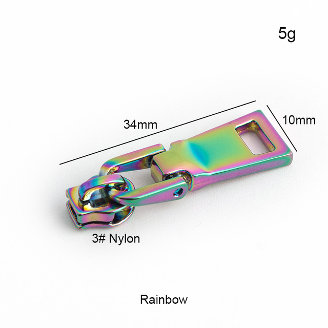 10-50-100pcs 11 types 5# iridescent rainbow metal nylon head teeth zipper puller slider for clothes purse bag accessories