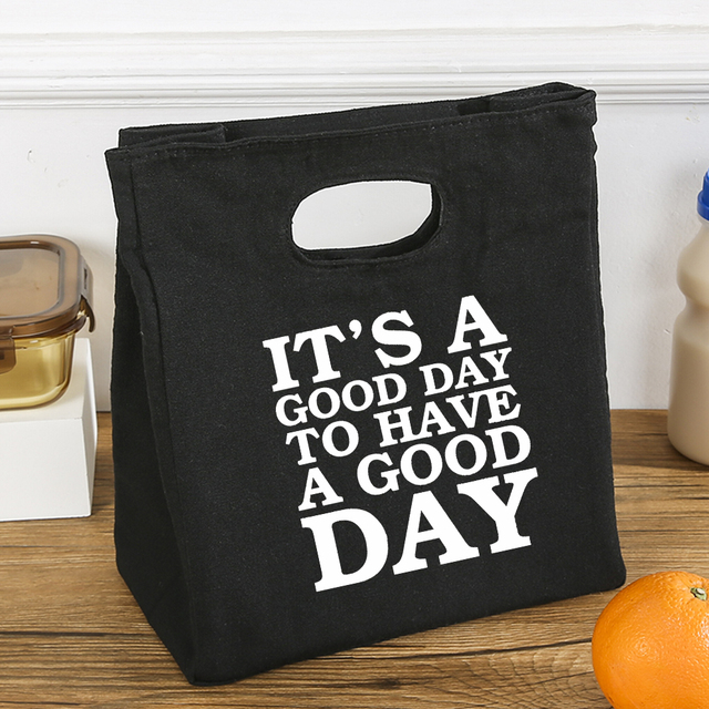 Today is Good Today Printing Reusable Lunch Bags Children Thermal Box Large Capacity Travel Portable Picnic Pouch Eco Handbags