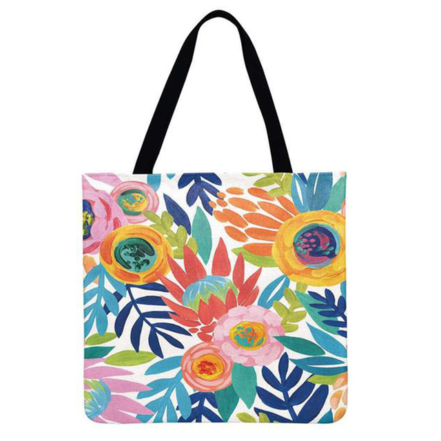 Women Bag Women Flower Bush Cat Printed Linen Casual Shopper Shoulder Bag 2021 Fashion Bag Female Large Capacity Tote Handbags