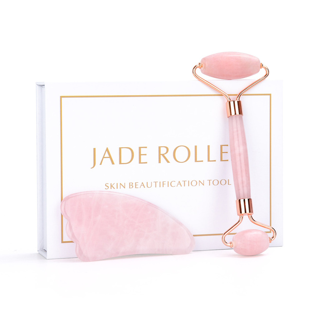 Natural Facial Massager Gua Sha Scraper Double Headed Jade Roller Jade Roller Skin Care Rose Quartz Face Massager Face Lifting Health Beauty Tools